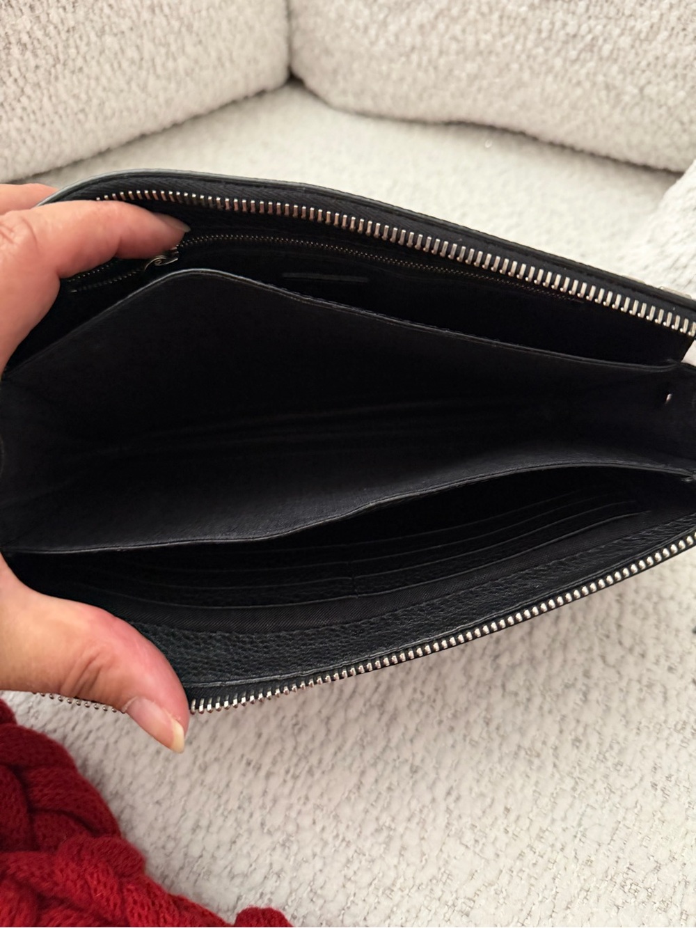 Fendi Selleria Black Leather Wristlet Clutch with Contrast Stitch - Picture 5 of 11